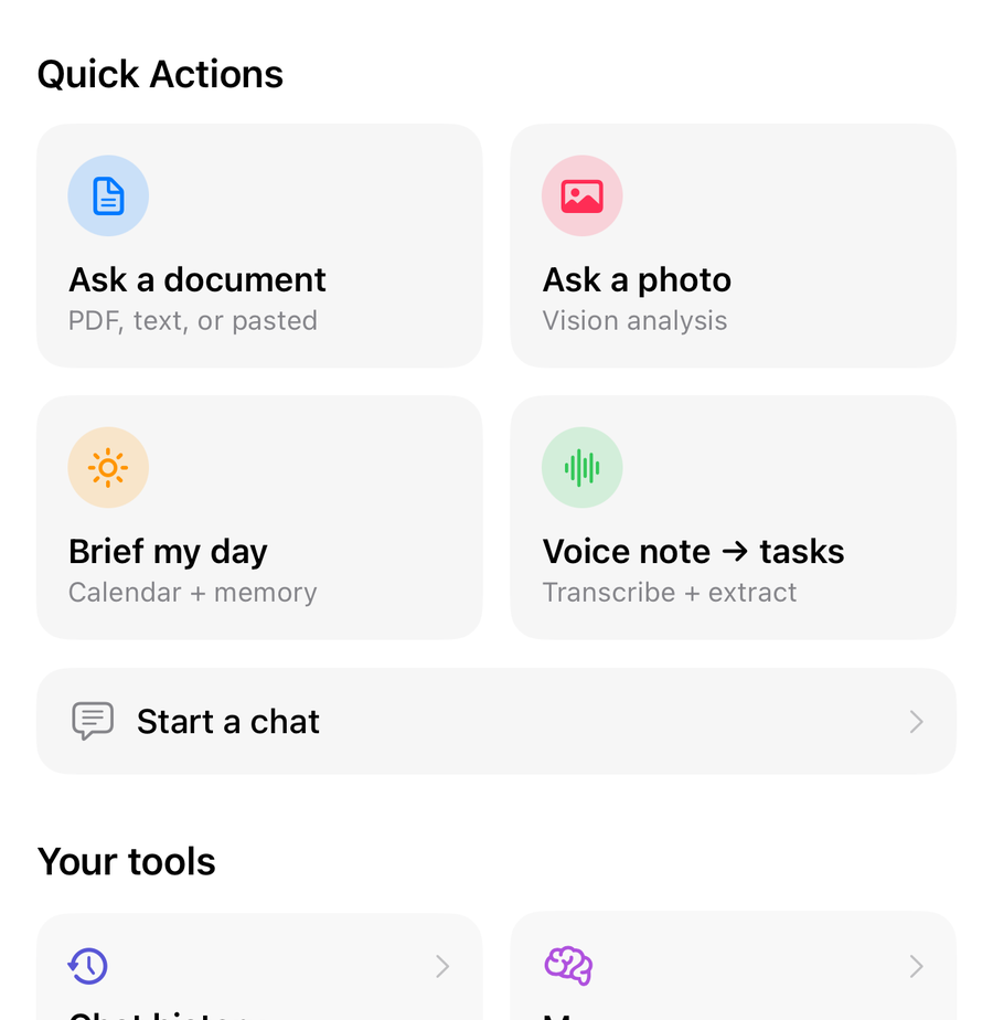 The app running on an iPhone